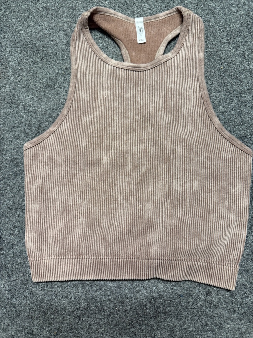 Ribbed Racerback Crop Top -Taupe